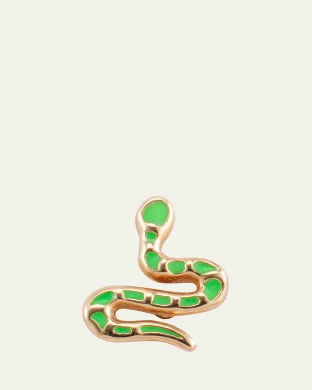 14K Yellow Gold Snake Stud Earring, Single
