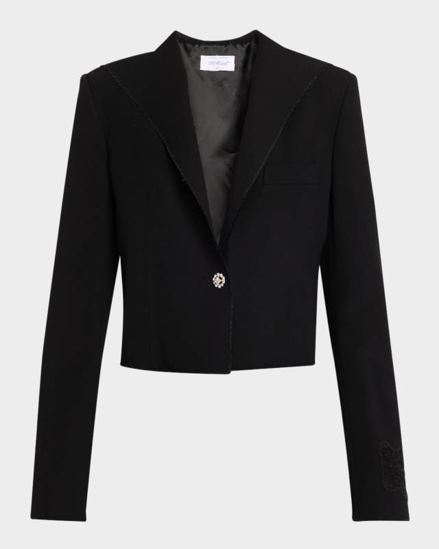 Single-Breasted Raw-Cut Crop Jacket