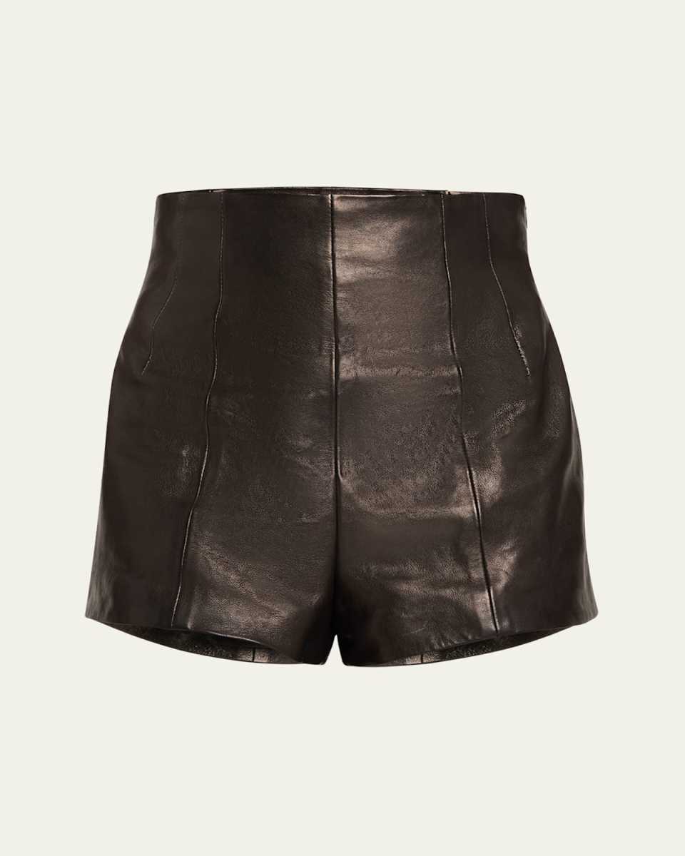 Lennman High-Waist Leather Shorts