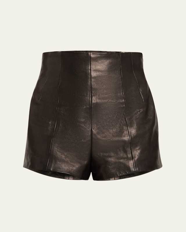 Lennman High-Waist Leather Shorts