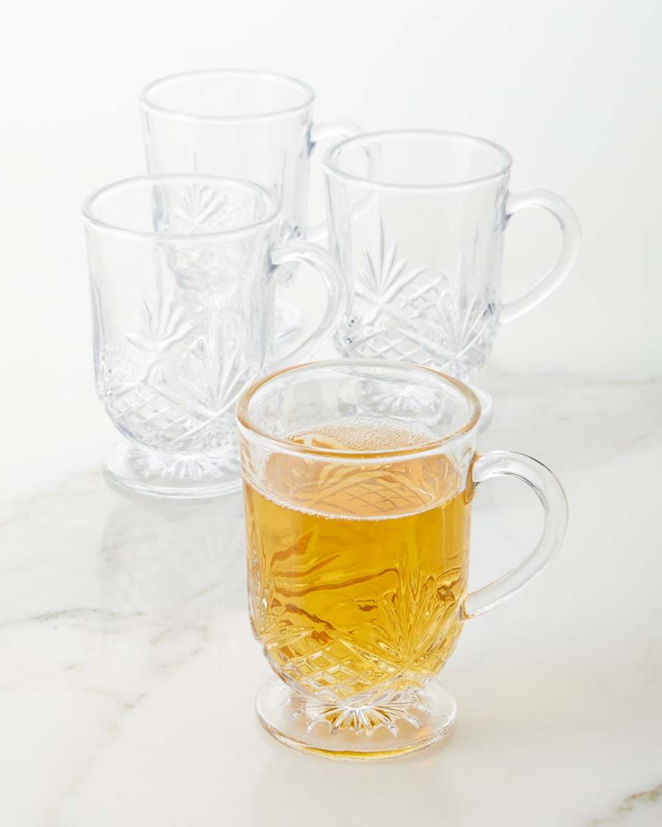 Footed Glass Mugs, Set of 4