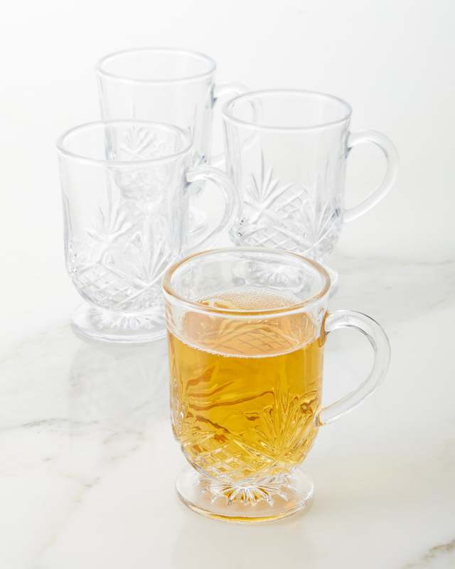 Footed Glass Mugs, Set of 4