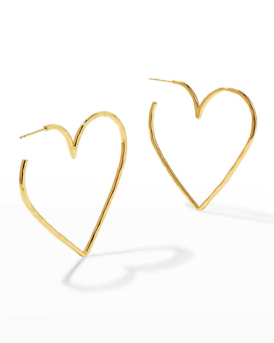 Gold Heart Skinny Hoop Earrings