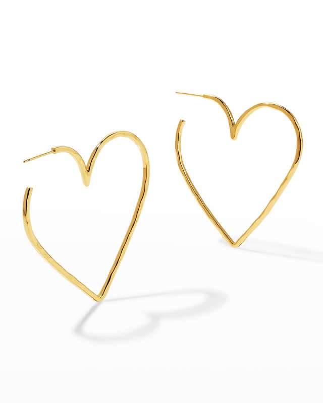 Gold Heart Skinny Hoop Earrings