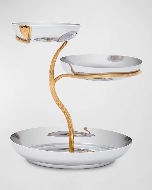 Deco Leaves 3-Tier Server, 14" Wide