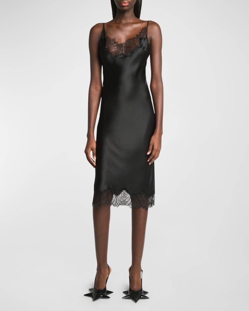 Lace Sleeveless Silk Slip Dress