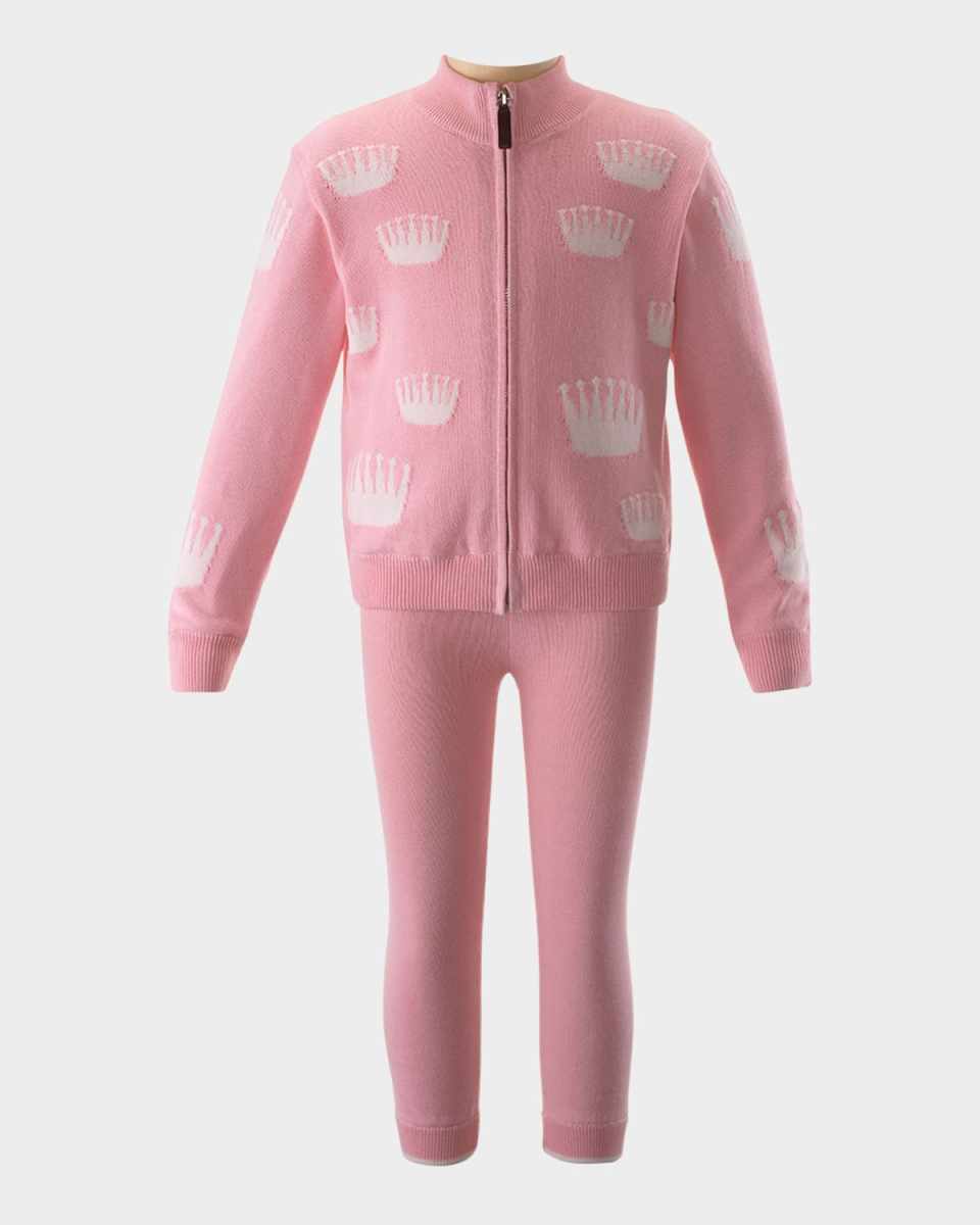 Girl's Crown Intarsia Two-Piece Set, Size 2-10