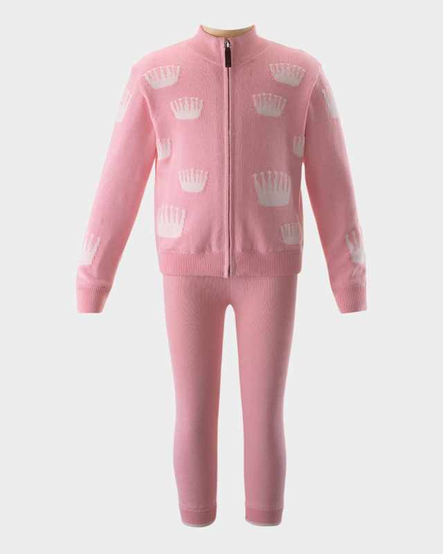 Girl's Crown Intarsia Two-Piece Set, Size 2-10