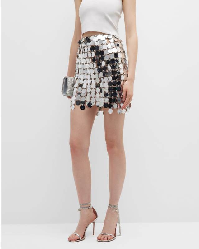 Mirrored Sequin Chainmail Mini Skirt