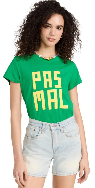 Clare V. Classic Tee Green w/ Bright Yellow