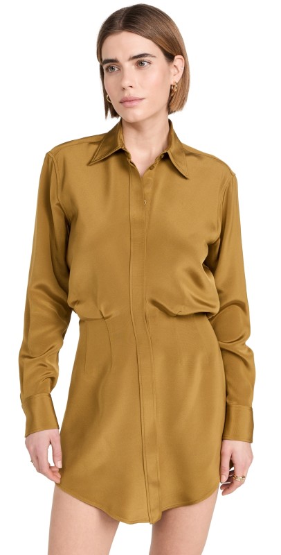 Brandon Maxwell The Vera Shirtdress Dried Tobacco
