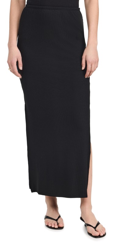 LNA Steph Ribbed Skirt Black