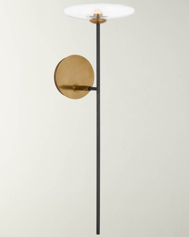 Calvino Large Tail Sconce In Aged Iron And Hand-Rubbed Antique Brass With Clear Glass By Ian K. Fowler