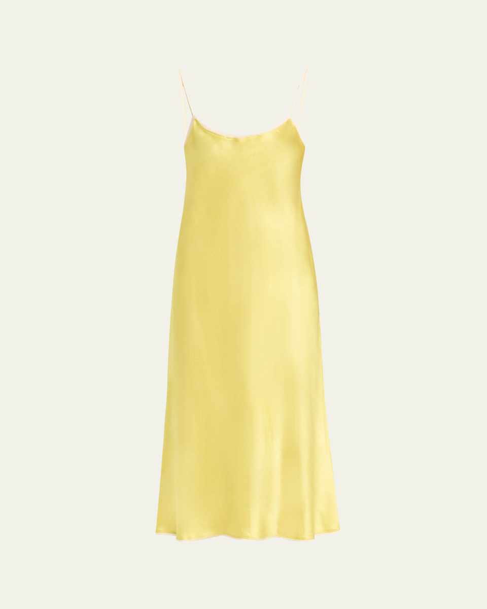 Tipped Satin Midi Slip Dress