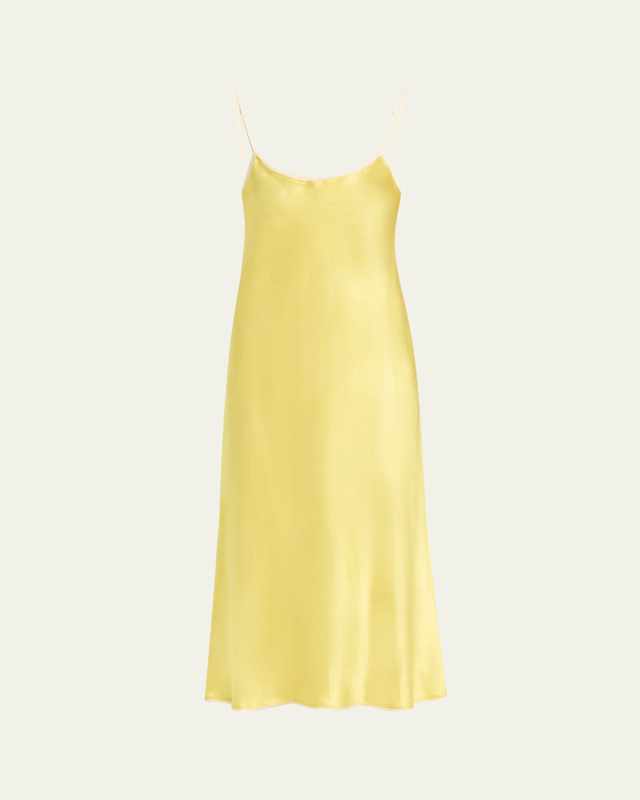 Tipped Satin Midi Slip Dress