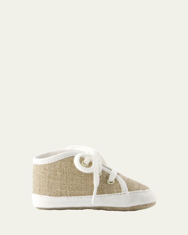 Boy's Linen Lace Up Pre Walkers, Baby