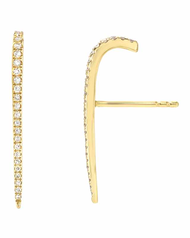 Diamond Curve Bar Stud Earrings