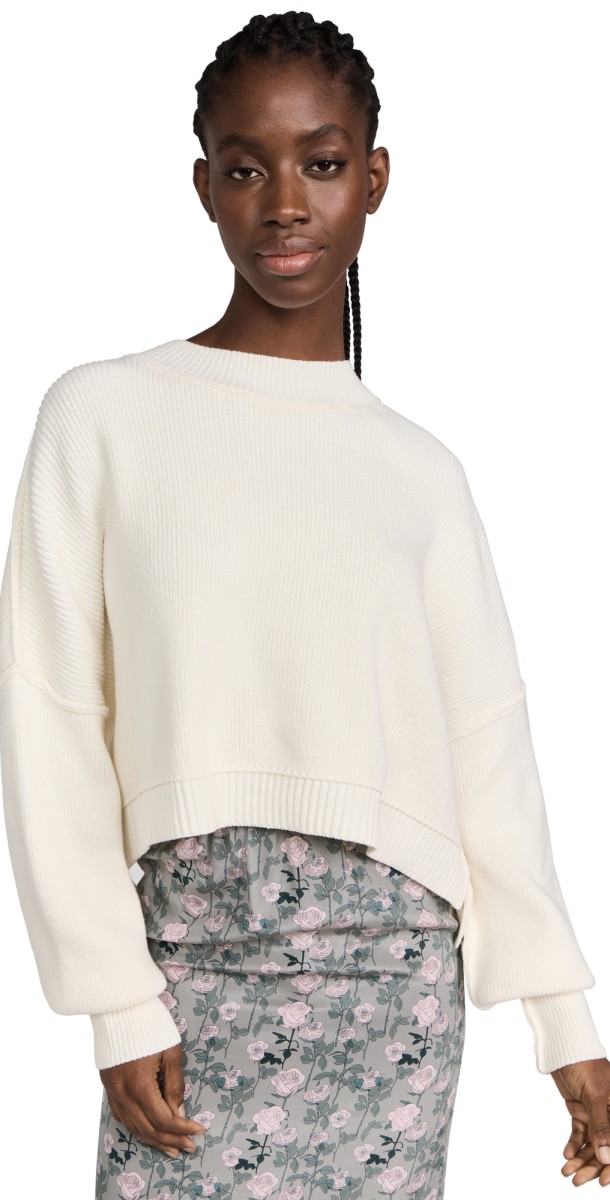Free People Easy Street Crop Pullover Sweater Moonglow