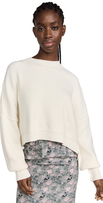 Free People Easy Street Crop Pullover Sweater Moonglow