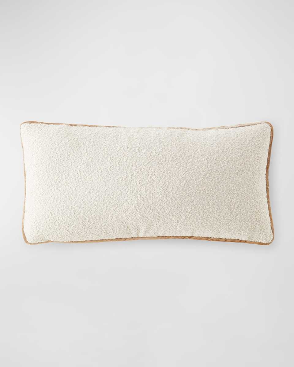 Boucle Pillow with Velvet Cord Edge, 12" x 25"
