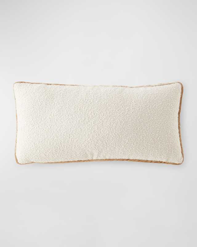 Boucle Pillow with Velvet Cord Edge, 12" x 25"