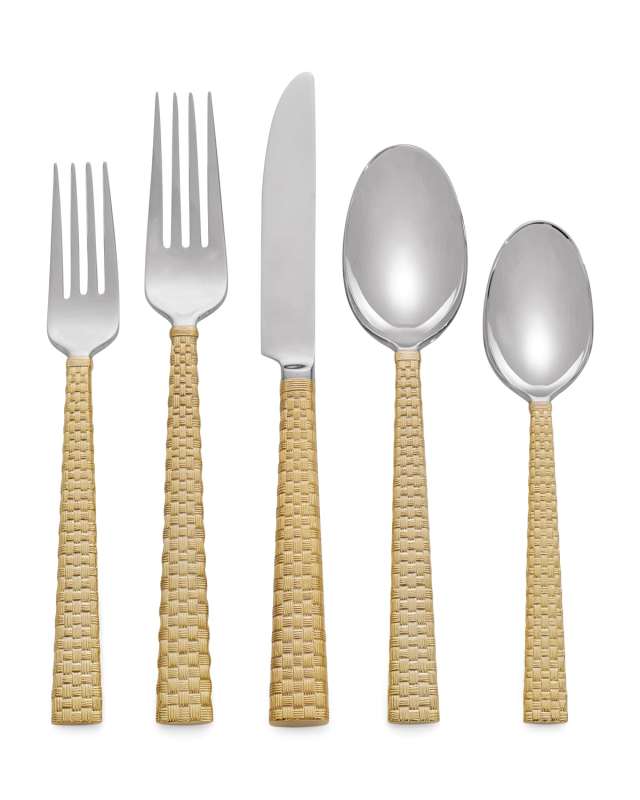 5-Piece Palm Golden Flatware Place Setting