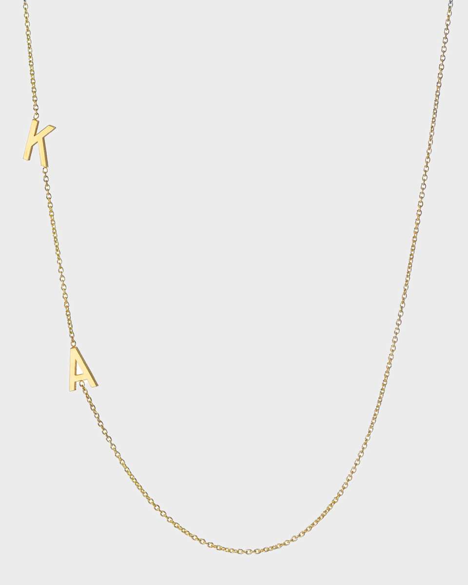 14k Personalized 2-Initial Asymmetric Necklace