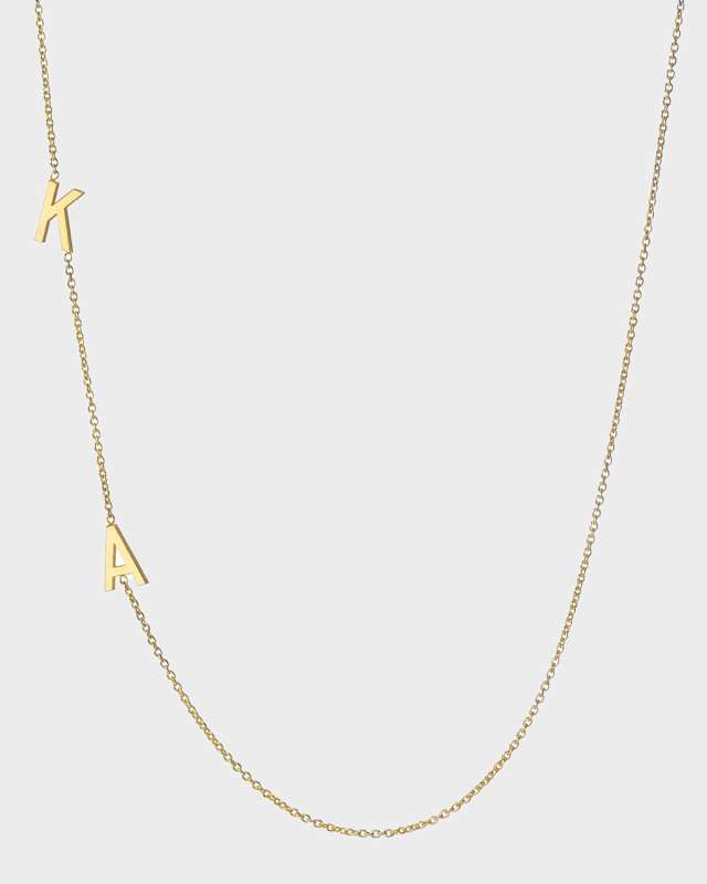 14k Personalized 2-Initial Asymmetric Necklace