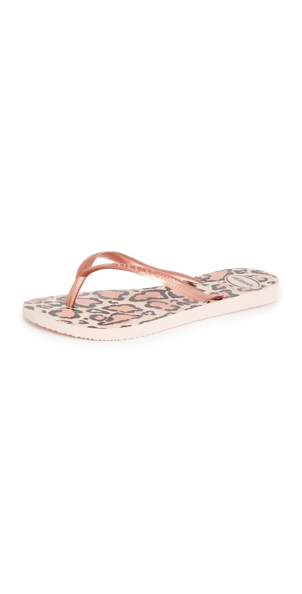 Havaianas Slim Animal Print Flip Flops Rose/Pink Retro Metallic