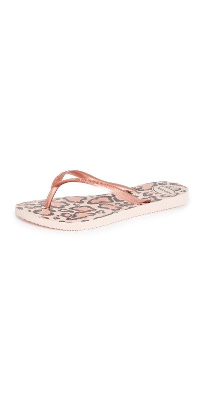 Havaianas Slim Animal Print Flip Flops Rose/Pink Retro Metallic