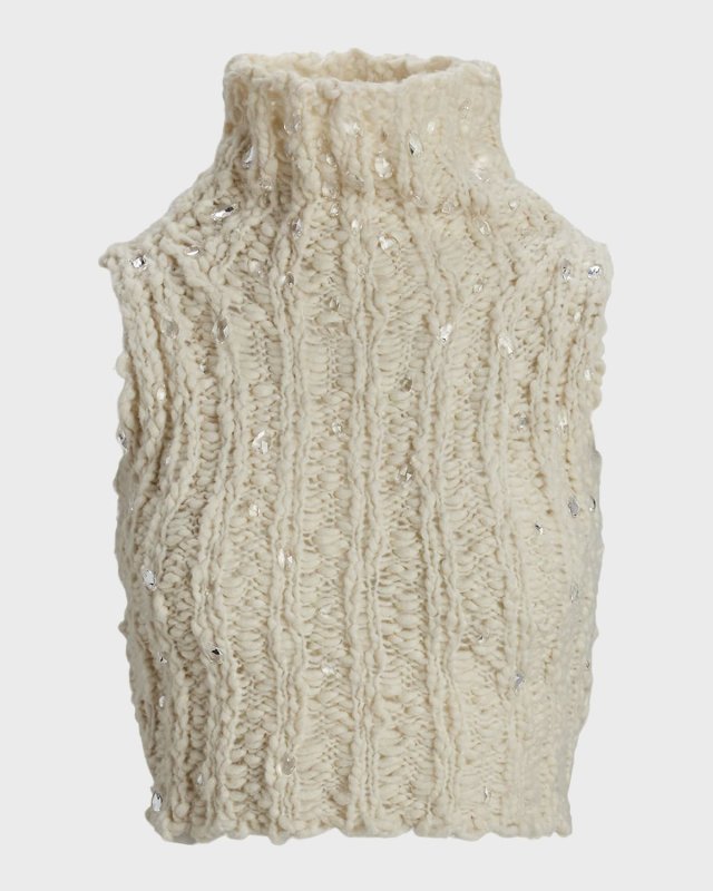 Embellished Sleeveless Turtleneck