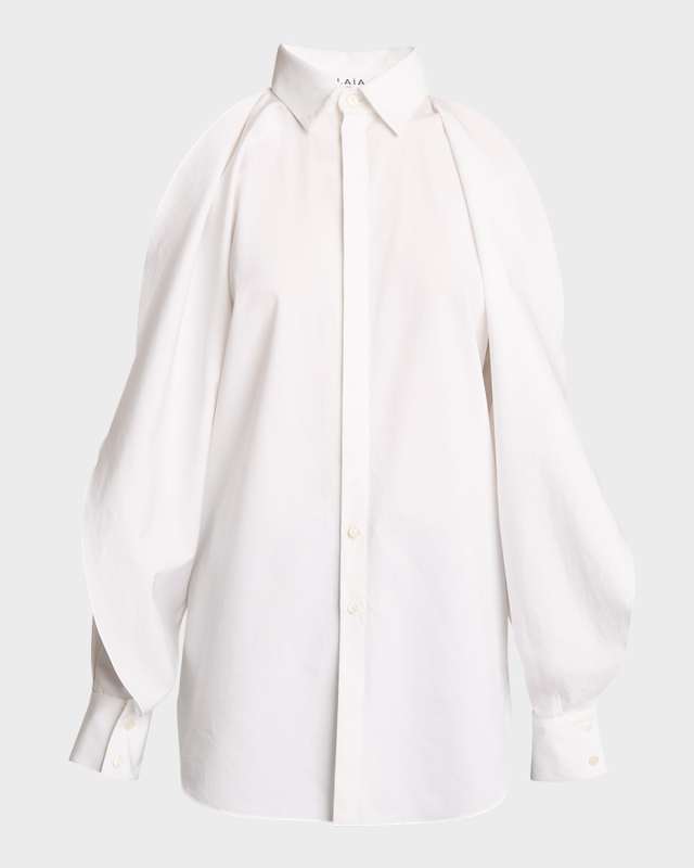 Cold-Shoulder Button Down Blouse