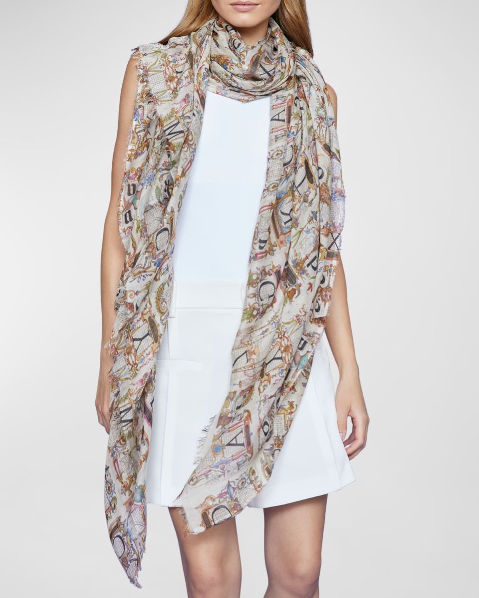 Alphabet Print Modal-Silk Scarf