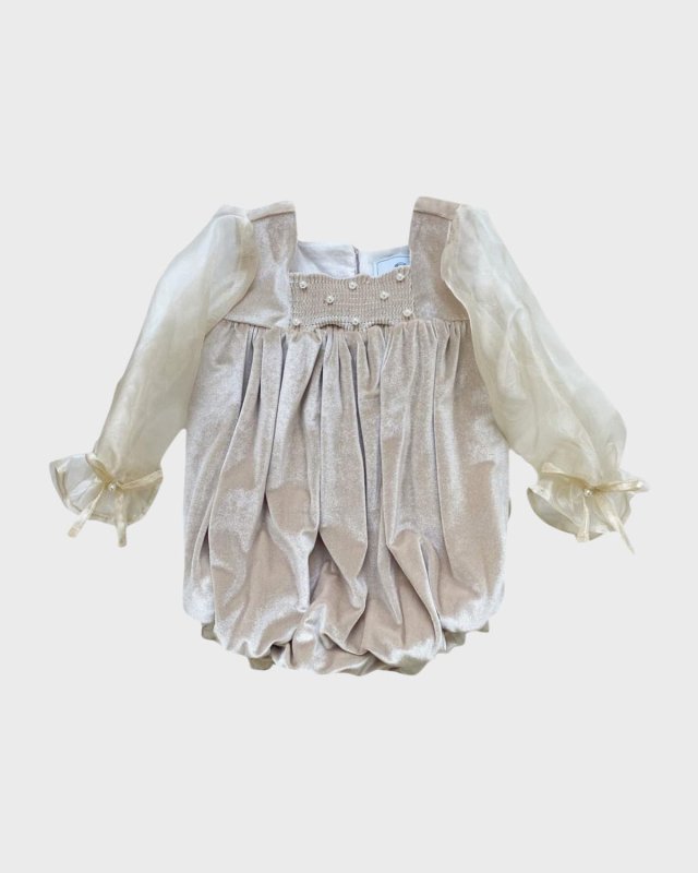 Girl's Helena Velour Romper, Size 3M-