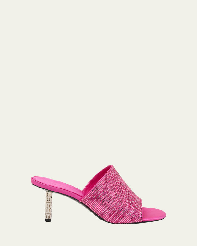 Strass 4G Slim Cube-Heel Mule Sandals