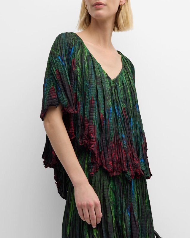 Perks Ombré Crinkled Silk Top