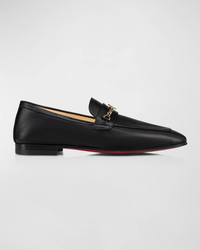 Leather Chain Red Sole Loafers