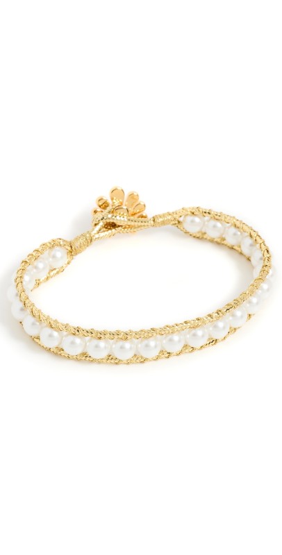 Lele Sadoughi Beaded Cord Bracelet Pearl