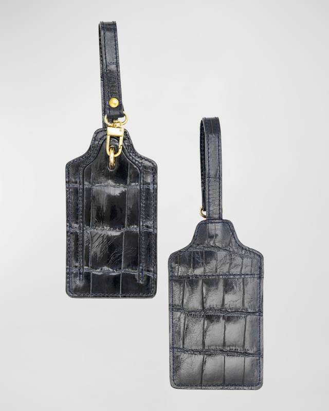 Alligator Leather Luggage Tag, Set of 2