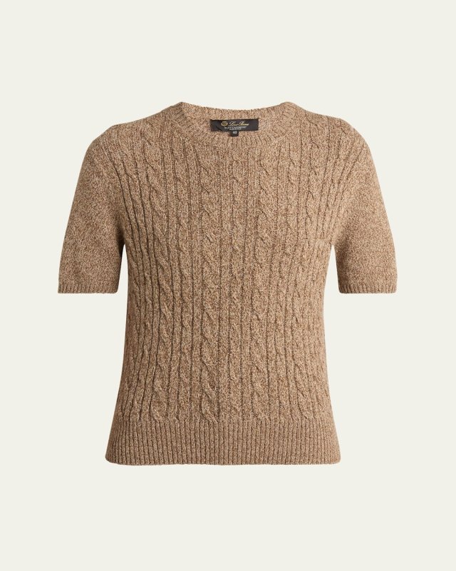 Treccia Cashmere Short-Sleeve Sweater