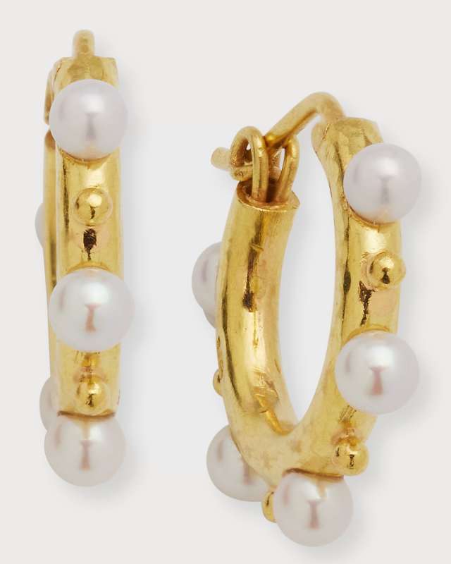Big Baby 19K Yellow Gold & Pearl Hoop Earrings