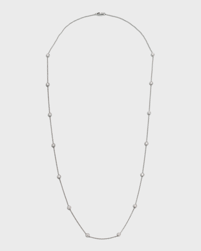 18K White Gold Round Diamond By-the-Yard Necklace, 24"L, 1.38tcw