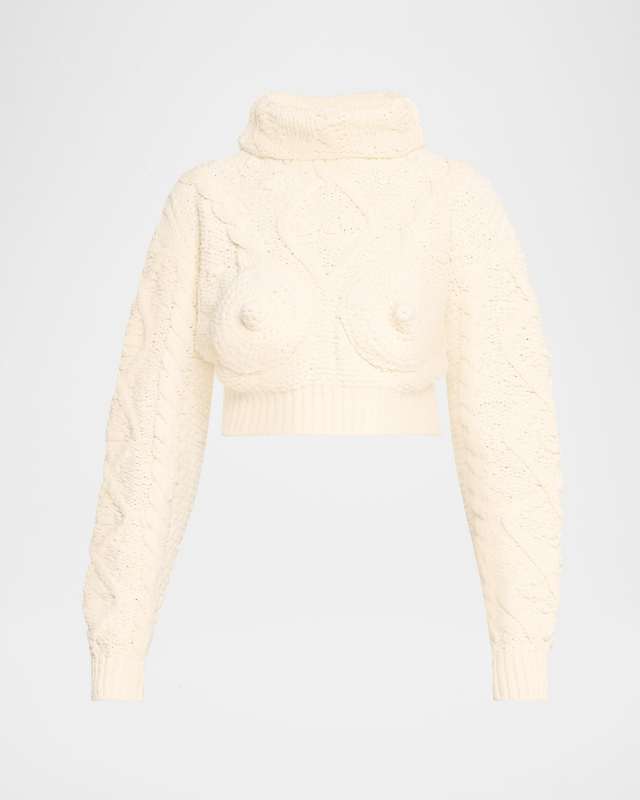 Conical Bra Turtleneck Crop Sweater