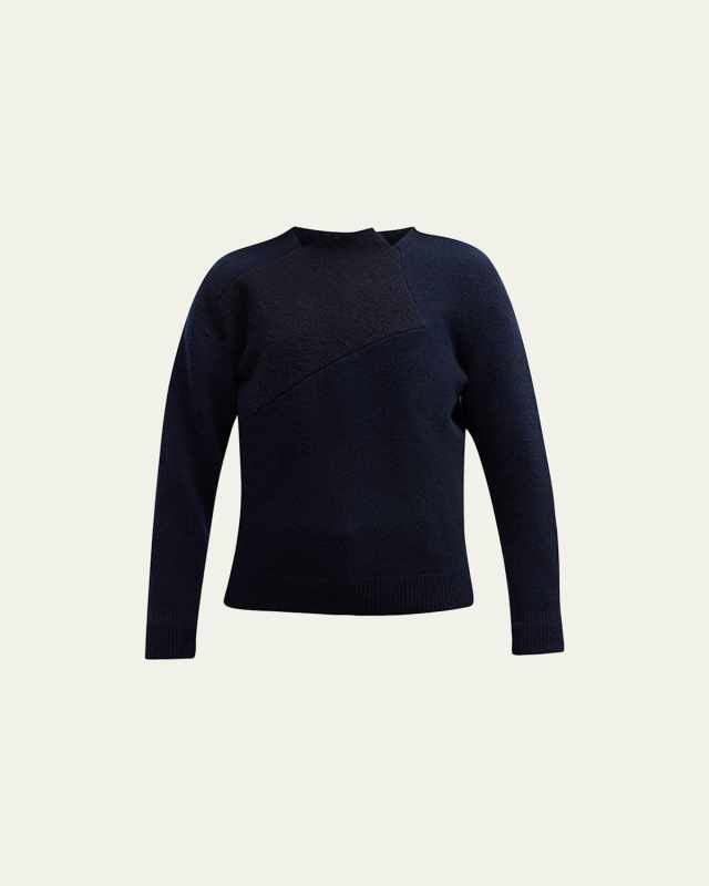 Enid Shrunken Wool Cashmere Top with Contrast Patch