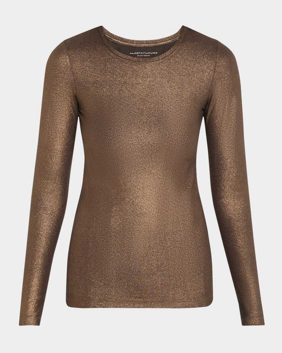 Metallic Long-Sleeve Viscose Tee