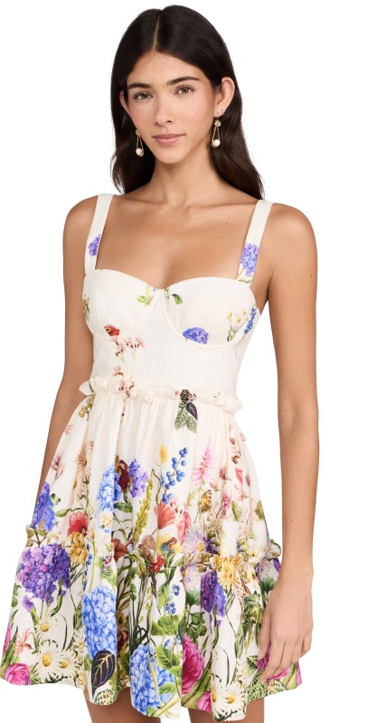 Cara Cara Audrey Dress Bloom Border Egret