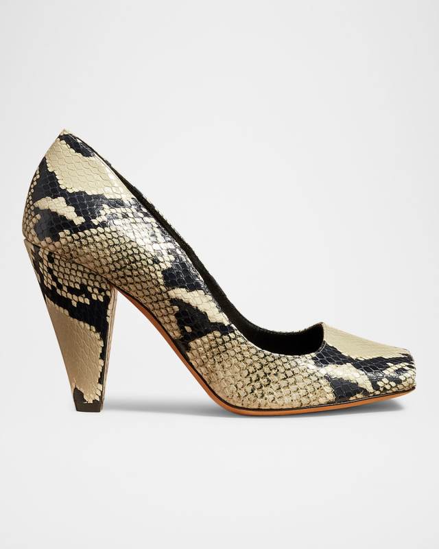 Cedar Snake-Embossed Modern Pumps