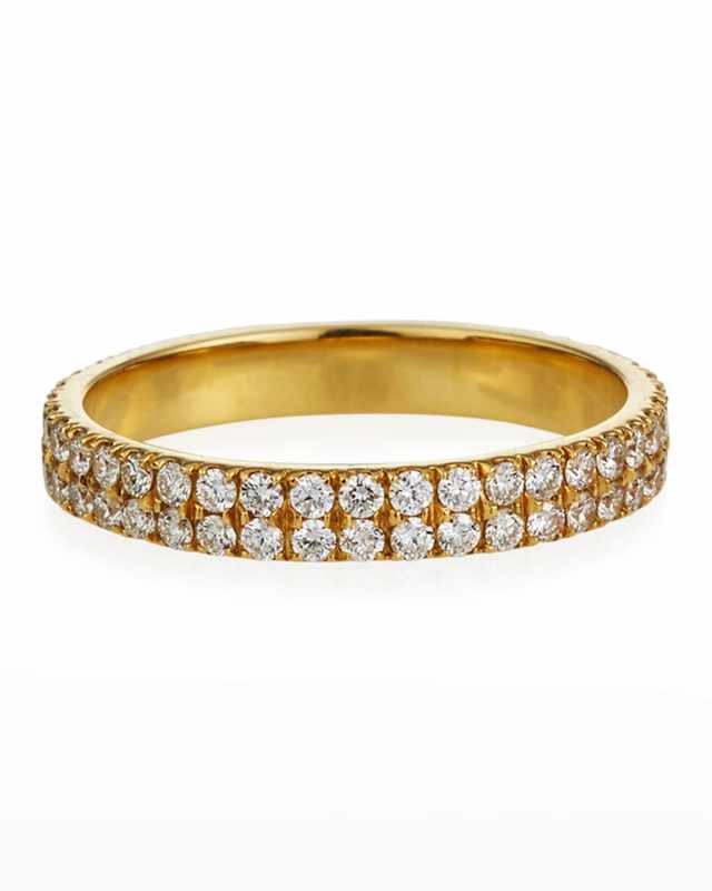 18k Pave 2-Row Diamond Pinky Ring, Size 4