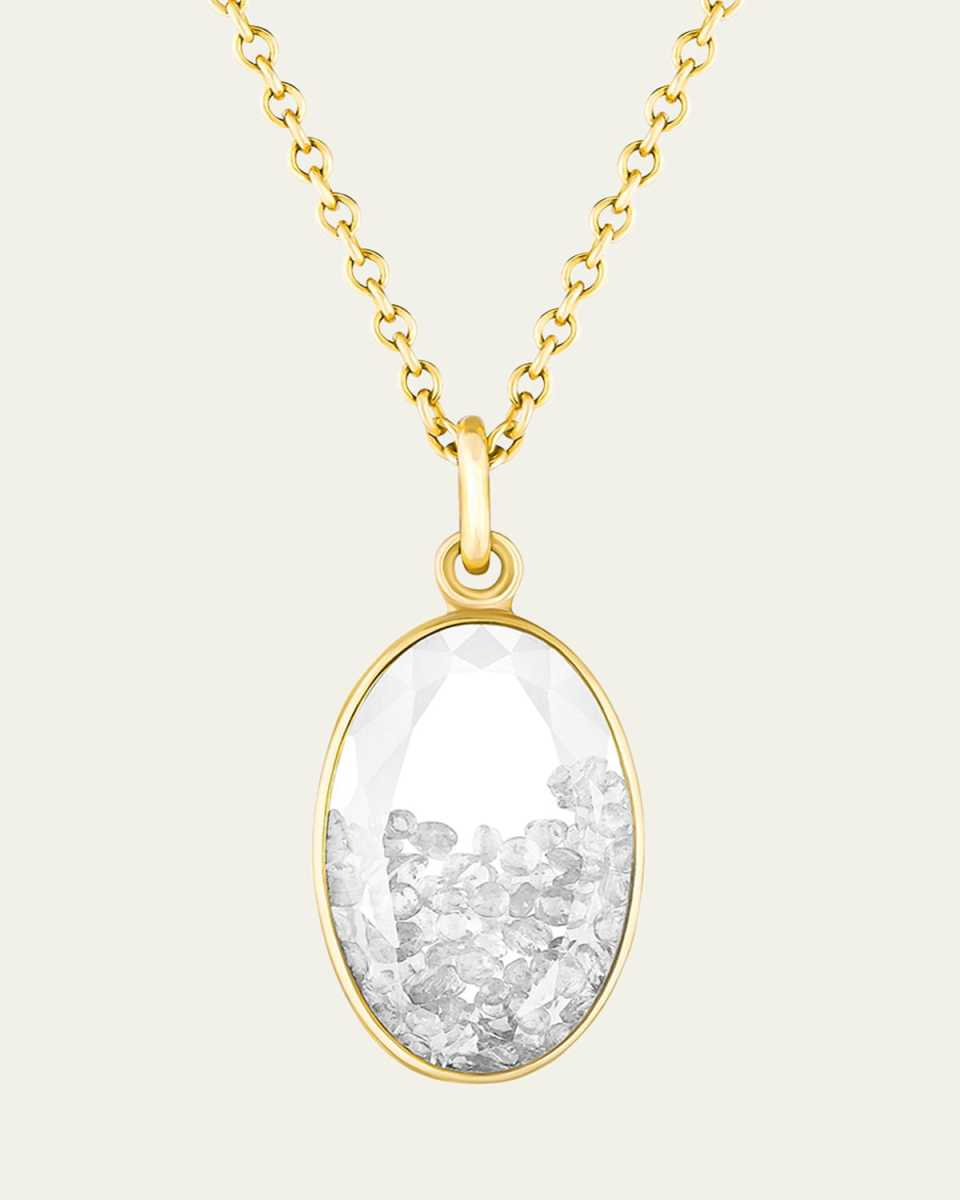 18K Yellow Gold Petite Oval Diamond Kaleidoscope Shaker Pendant Necklace