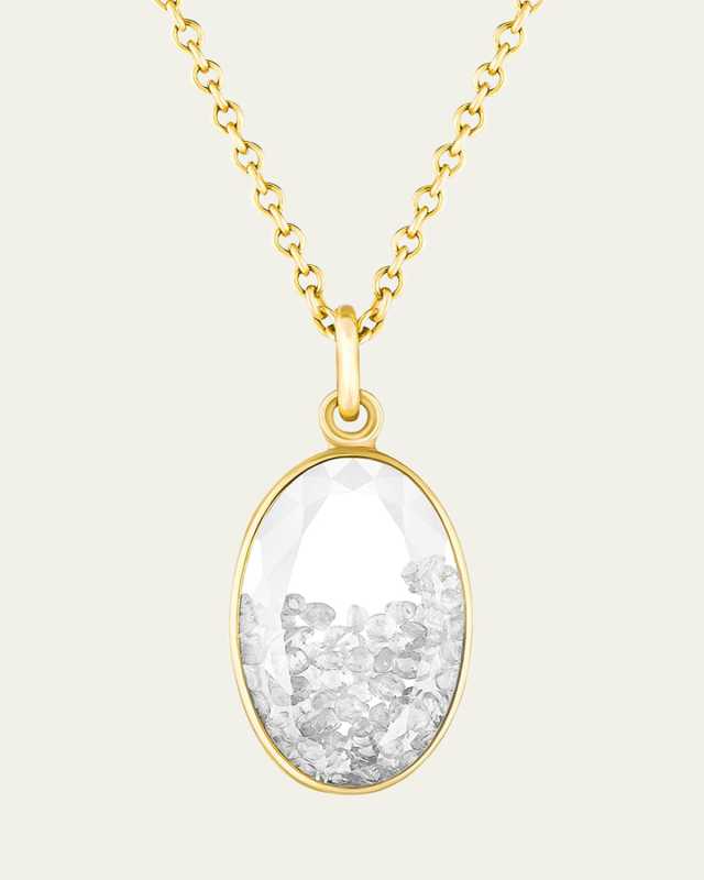 18K Yellow Gold Petite Oval Diamond Kaleidoscope Shaker Pendant Necklace
